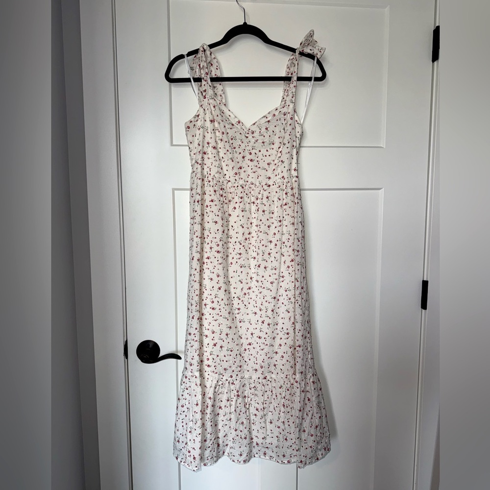 Lulu's White Dress with Pink Floral Design